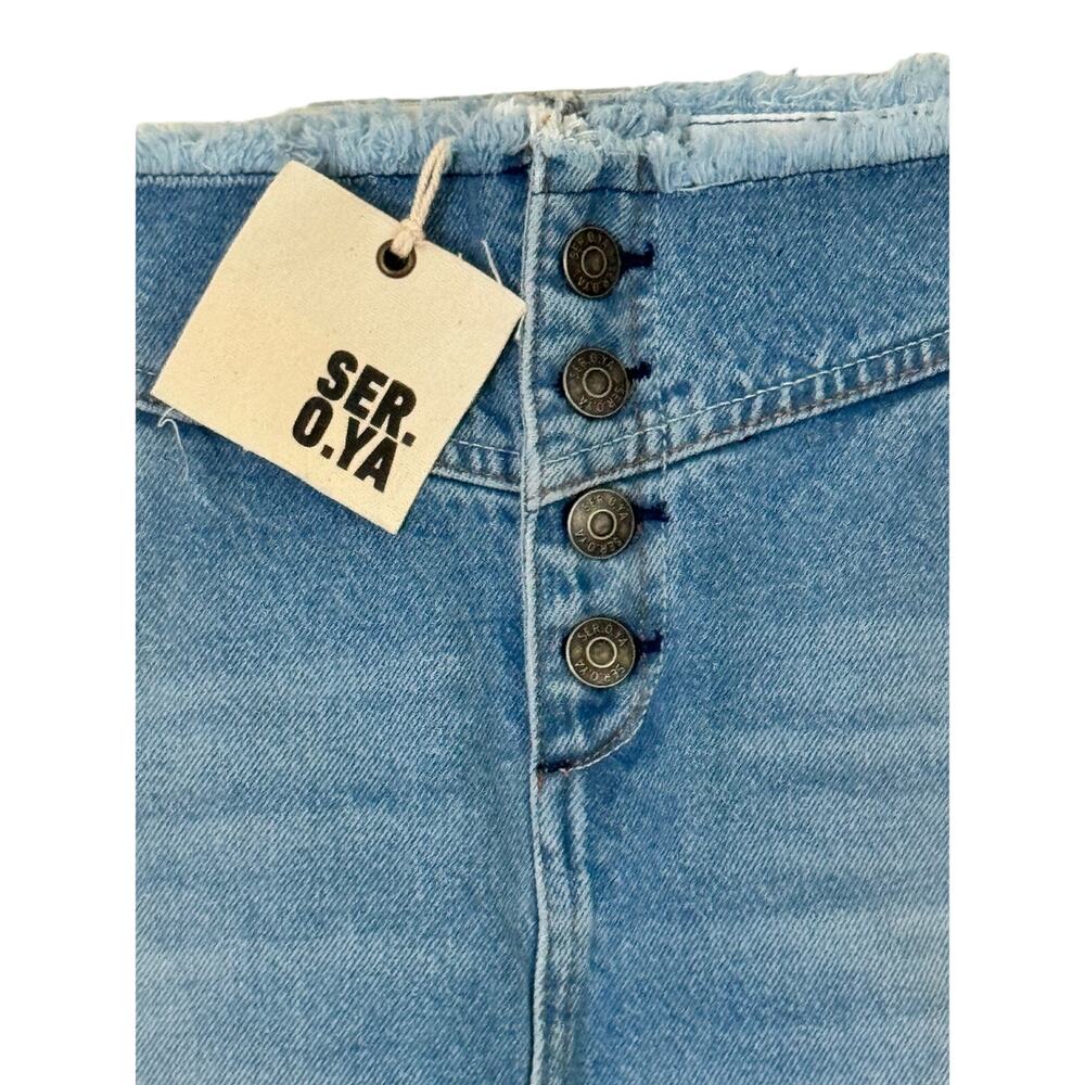 SER.O.YA Button Fly Denim Mini Skirt Size 29 New - Picture 2 of 7